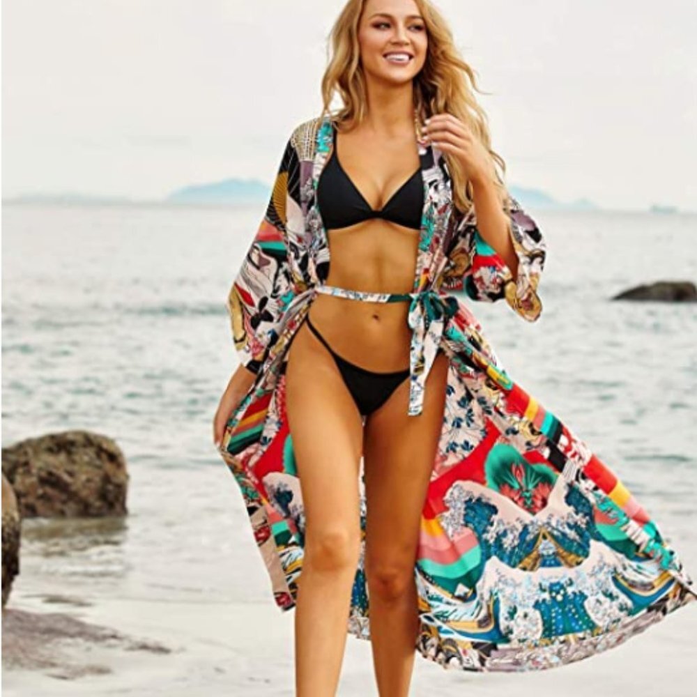 Kaftan Dress Plus Size Swimsuit Cover ups Floral